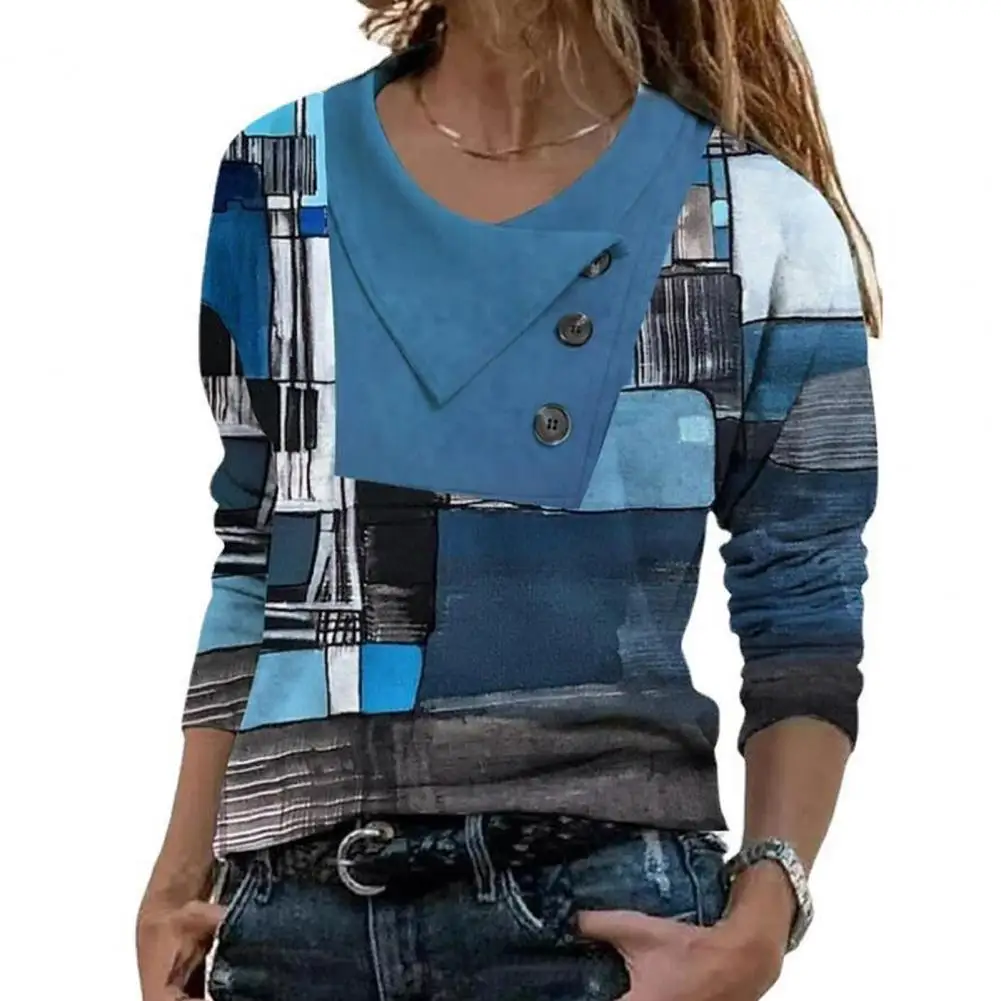 Women Blouse Vintage Spring Autumn Cross V Neck Long Sleeves Buttons Decor Geometric Plaid Print Women Blouse Streetwear
Women Blouse Vintage Spring Autumn Cross V Neck Long Sleeves Buttons Decor Geometric Plaid Print Women Blouse Streetwear
