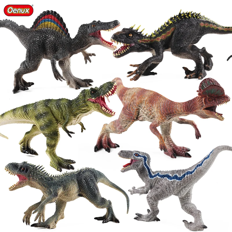 

Oenux New Jurassic Dinosaur Figurines T-Rex Spinosaurus Raptor Model Action Figures High Quality Home Decoration Kids Gift Toy
