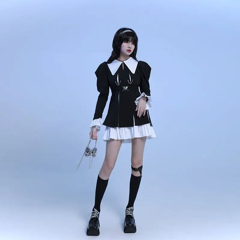 Gothic Black Mini Dress Women 2022 Japanese Long Sleeve Fake Two Pieces Patchwork Dresses Harajuku Y2k Streetwear Robe
Gothic Black Mini Dress Women 2022 Japanese Long Sleeve Fake Two Pieces Patchwork Dresses Harajuku Y2k Streetwear Robe