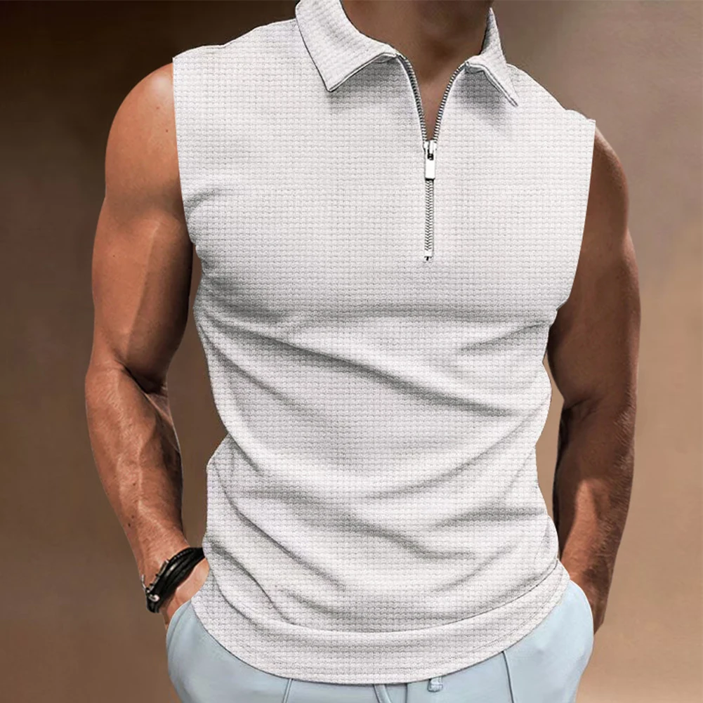 Men's Casual Zip Collar Sleeveless Polo-T-Shirts Slim Fit Solid Color Summer Muscle Tops Tees T Shirt Male Clothing
Men's Casual Zip Collar Sleeveless Polo-T-Shirts Slim Fit Solid Color Summer Muscle Tops Tees T Shirt Male Clothing