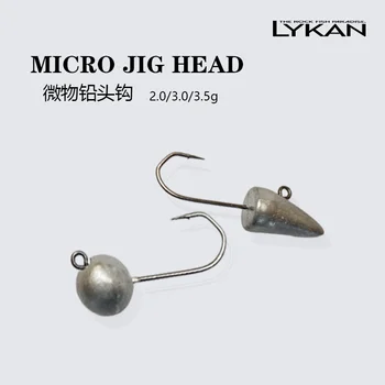 LYKAN Micro Jig Head 2g/3g/3.5g Round Ball Jig/Cone Jig Head Hook High Carbon Steel Hooks For Soft Worm Lure Rock Fishing Tackle