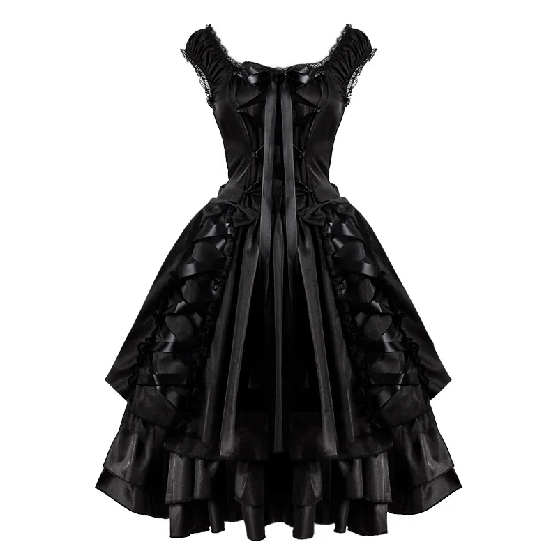 2022 Fashion Women's Classic Black Layered Lace Up Halloween Cosplay Dress Lace Collar Goth Lolita Dress
2022 Fashion Women's Classic Black Layered Lace Up Halloween Cosplay Dress Lace Collar Goth Lolita Dress