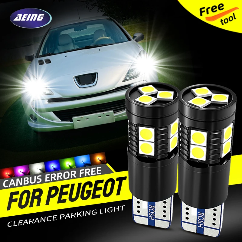 

2×T10 LED Clearance Parking Marker Light Bulb W5W No Error For Peugeot 107 106 206 207 301 306 307 406 407 508 607 806 807 SW CC