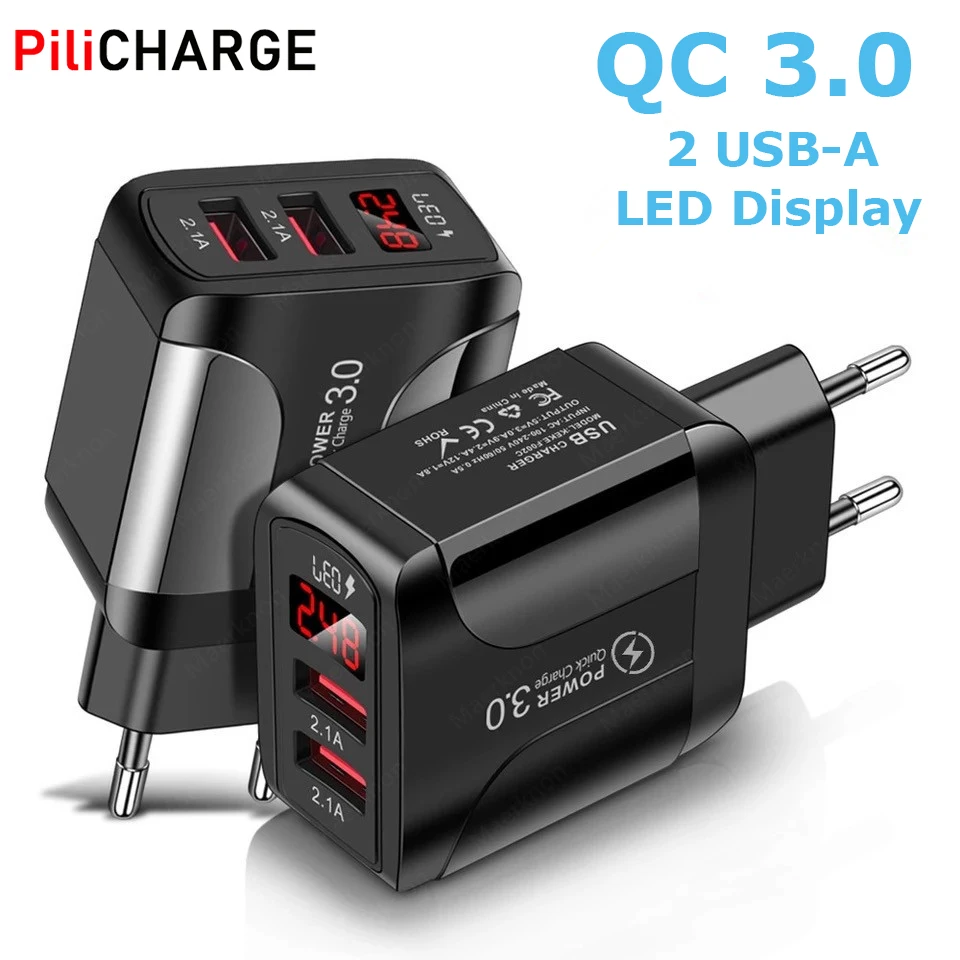 LED Digital Display 2USB Port Fast Charger 2.1A USB Charger for Cell Phone with EU US UK Plug QC 3.0 Quick Charge Adapter in Car
LED Digital Display 2USB Port Fast Charger 2.1A USB Charger for Cell Phone with EU US UK Plug QC 3.0 Quick Charge Adapter in Car
