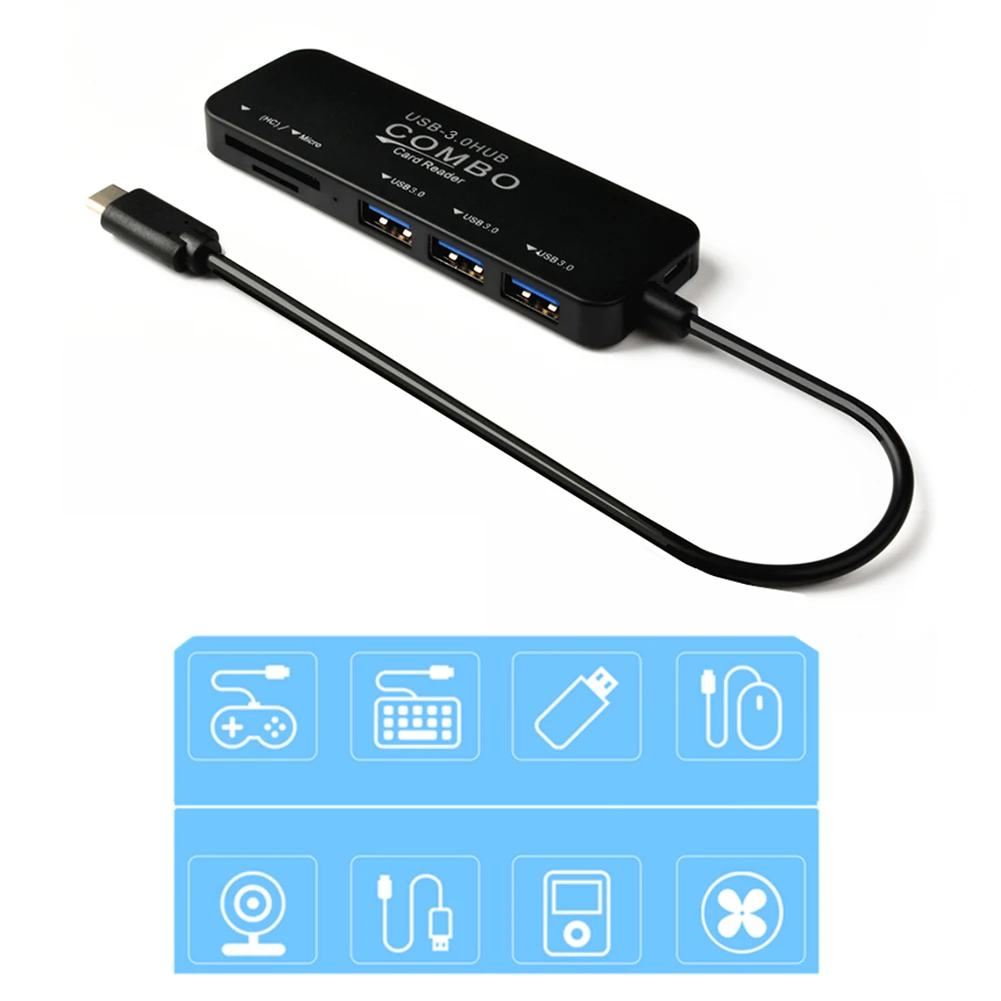 

5 in 1 USB C HUB Type C to Multi Ports USB TF Card Reader Adapter Splitter Computer Adapter USB Extend Hard Disk