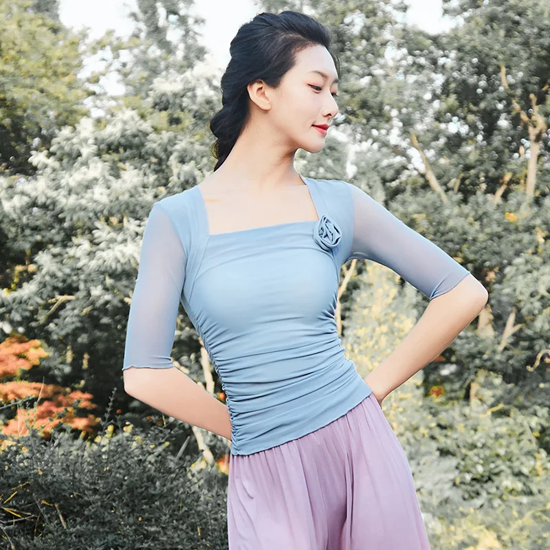 Summer Classical Dance Gauze Top 1/2 Middles Sleeve French Boat Collar Mesh Shirt Sexy Transarent Body Rhyme Clothes Chinese XL 
Summer Classical Dance Gauze Top 1/2 Middles Sleeve French Boat Collar Mesh Shirt Sexy Transarent Body Rhyme Clothes Chinese XL