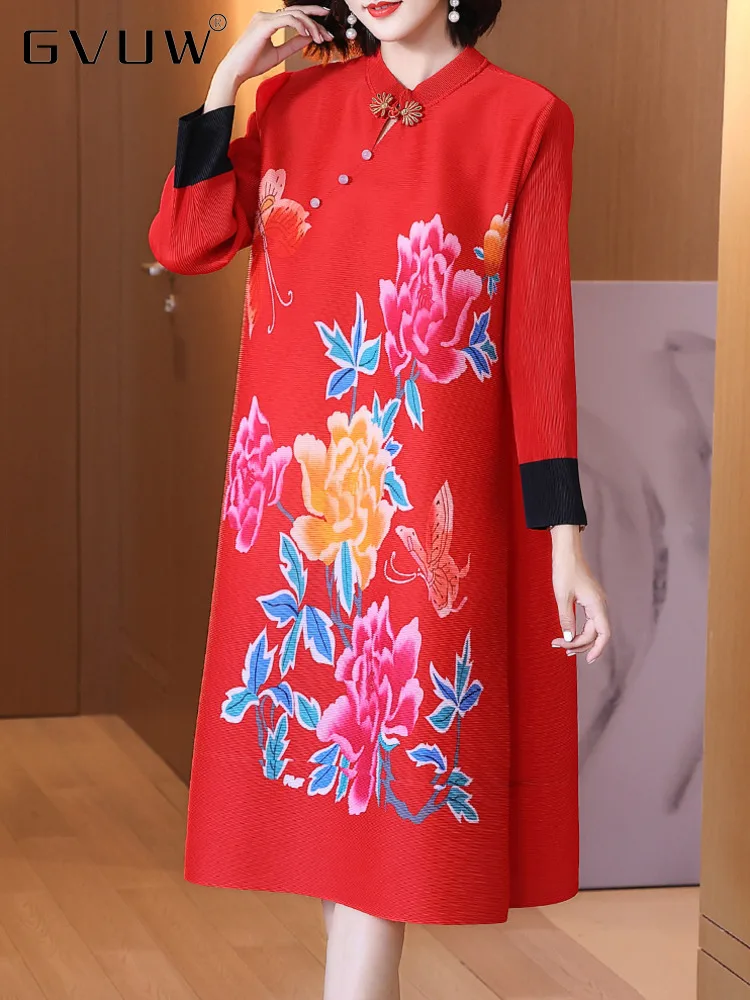 GVUW Spring 2023 New Pleated Dress Women Stand Collar Flowers Print Vintage Color Block Pearls Female Holiday Clothing 17G1016
GVUW Spring 2023 New Pleated Dress Women Stand Collar Flowers Print Vintage Color Block Pearls Female Holiday Clothing 17G1016