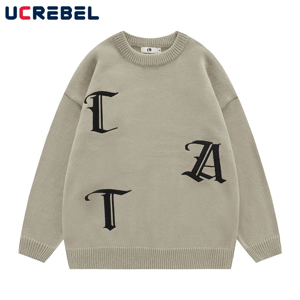 Вязаный свитер с вышивкой букв, Мужская Уличная одежда, свитер с круглым вырезом и вырезом на плечах, Осенний Свободный пуловер с длинным ру... 
Вязаный свитер с вышивкой букв, Мужская Уличная одежда, свитер с круглым вырезом и вырезом на плечах, Осенний Свободный пуловер с длинным ру...