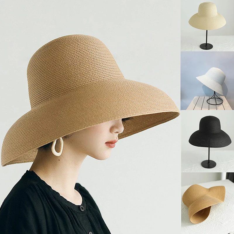 

Handmade Women Sun Hats Wide Brim Beach Classical Hepburn Style Summer Straw Hat