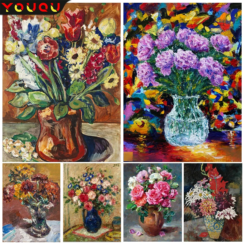 

YOUQU Retro Style Diamond Painting DIY Flower Picture 5D Mosaic Decoration Diamond Embroidery Cross Stitch Kit Handicraft Gift