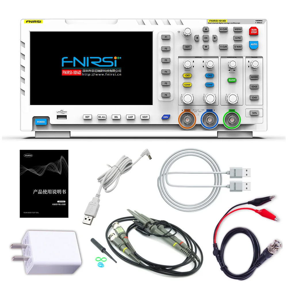FNIRSI-1014D Oscilloscope Dual Channel Input Signal Generator 100MHz* 2 Ana-log Bandwidth 1GSa/s Sampling Rate Hardware Tools
FNIRSI-1014D Oscilloscope Dual Channel Input Signal Generator 100MHz* 2 Ana-log Bandwidth 1GSa/s Sampling Rate Hardware Tools