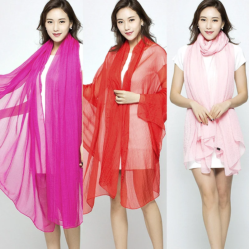 2023 Summer Women Scarf Simulation Silk Shawl Chiffon Solid Color Scarf Mesh Translucent Thin Bikini Beach Cover Up 170*70cm
2023 Summer Women Scarf Simulation Silk Shawl Chiffon Solid Color Scarf Mesh Translucent Thin Bikini Beach Cover Up 170*70cm