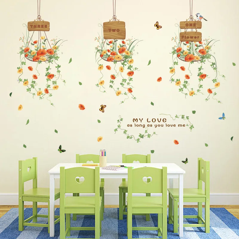 Wall Stickers Flowers Fresh Hanging Basket for Living Room Bedroom Wall Decoration Decal Mural Removable Vinyl Poster Wallpapers
Wall Stickers Flowers Fresh Hanging Basket for Living Room Bedroom Wall Decoration Decal Mural Removable Vinyl Poster Wallpapers