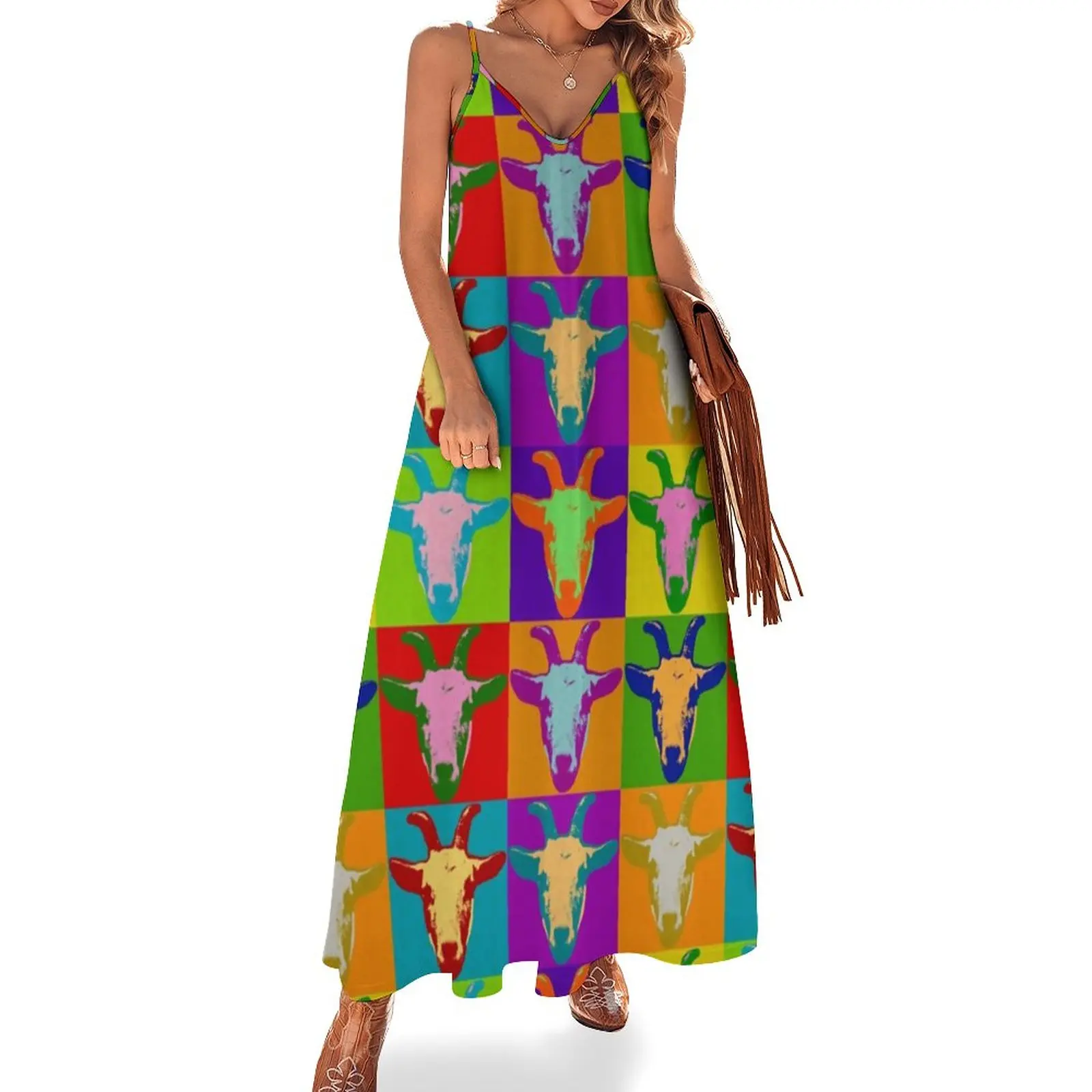 Farm Animal Print Dress Goat Pop Art Sexy Maxi Dress Straps Aesthetic Boho Beach Long Dresses Summer V Neck Oversized Vestidos
Farm Animal Print Dress Goat Pop Art Sexy Maxi Dress Straps Aesthetic Boho Beach Long Dresses Summer V Neck Oversized Vestidos