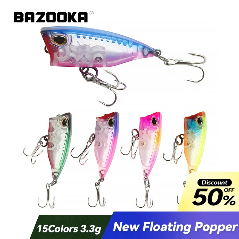 Bazooka Floating Fishing Popper Lure Topwater Wobblers Hard Hooks Minnow VIB Spinning Plastic Bass Pike Trolling Winter Bait
Bazooka Floating Fishing Popper Lure Topwater Wobblers Hard Hooks Minnow VIB Spinning Plastic Bass Pike Trolling Winter Bait