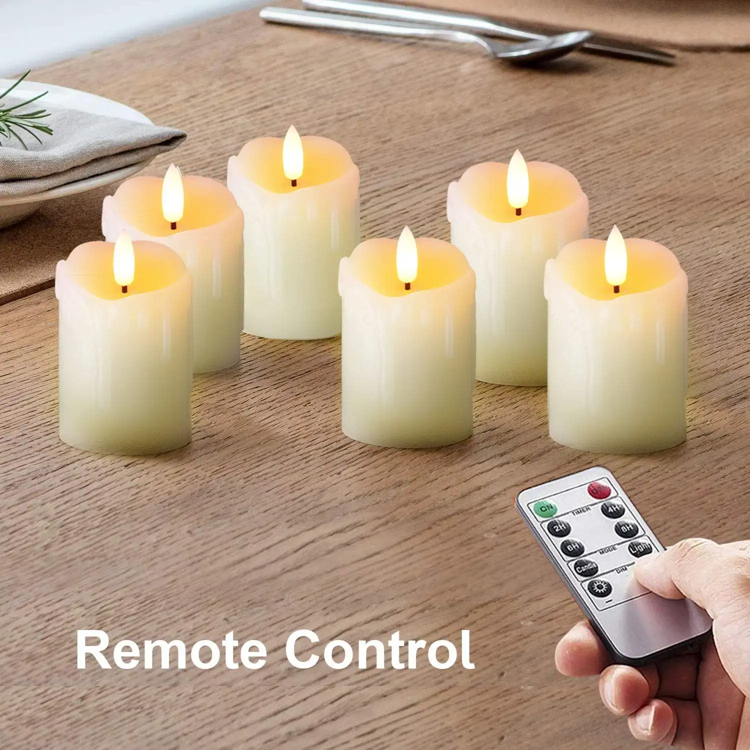 6PCS Timer Remote Control Flameless Candles, Real Wax, 2" x 3" Flickering LED Pillar Candles for Wedding, Party and Holiday Deco
6PCS Timer Remote Control Flameless Candles, Real Wax, 2" x 3" Flickering LED Pillar Candles for Wedding, Party and Holiday Deco