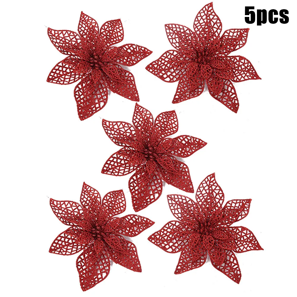 5pcs Christmas Artificial Flowers Poinsettia Glitter Flower Holiday Non-Breakable Ornaments Xmas Tree Birthday
5pcs Christmas Artificial Flowers Poinsettia Glitter Flower Holiday Non-Breakable Ornaments Xmas Tree Birthday