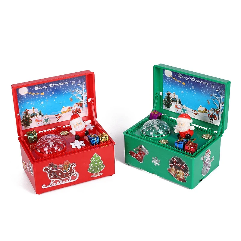 

Santa Claus Luminous Music Swing Box Christmas Toy Children Gift Box Music Box,(Excluding Battery)