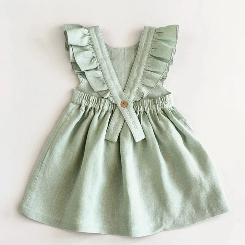 Europe America Style Summer Kids Party Dresses Solid Color Cotton Linen Flying Sleeve Backless Baby Girls Princess Dress
Europe America Style Summer Kids Party Dresses Solid Color Cotton Linen Flying Sleeve Backless Baby Girls Princess Dress