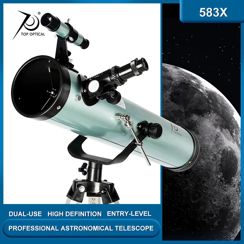 

Профессиональный астрономический телескоп TOPOPTICAL 583x, Монокуляр 76700 дюйма, отражатель 114 мм, наружный точечный телескоп для кемпинга и путешествий