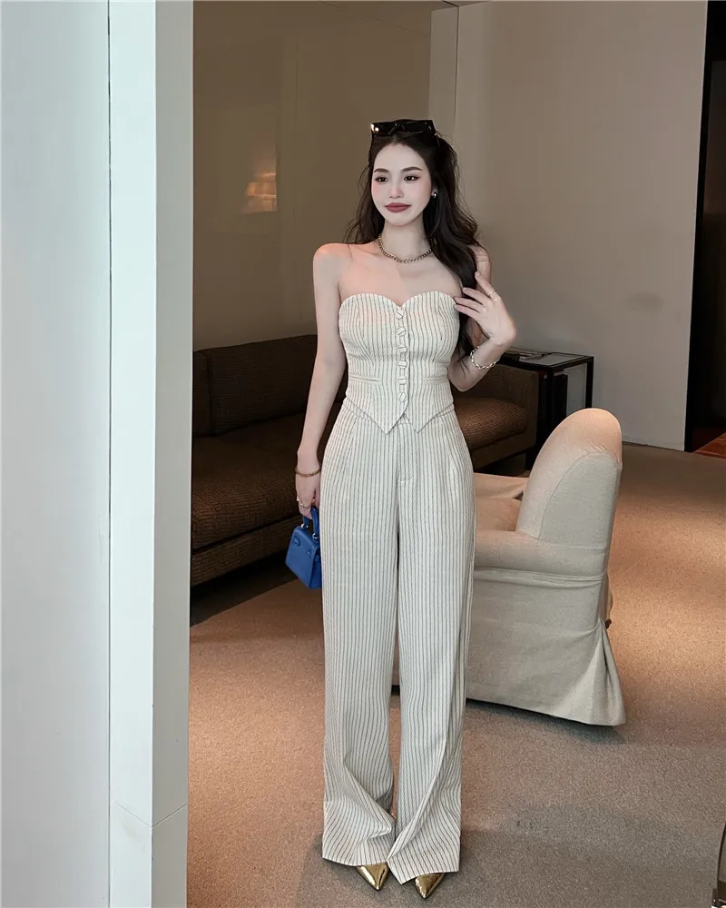 2 Piece Striped Baggy Pants Suits Korean Fashion Wide Leg Pants Women Trousers High Waist Summer Bottoms Clothing
2 Piece Striped Baggy Pants Suits Korean Fashion Wide Leg Pants Women Trousers High Waist Summer Bottoms Clothing