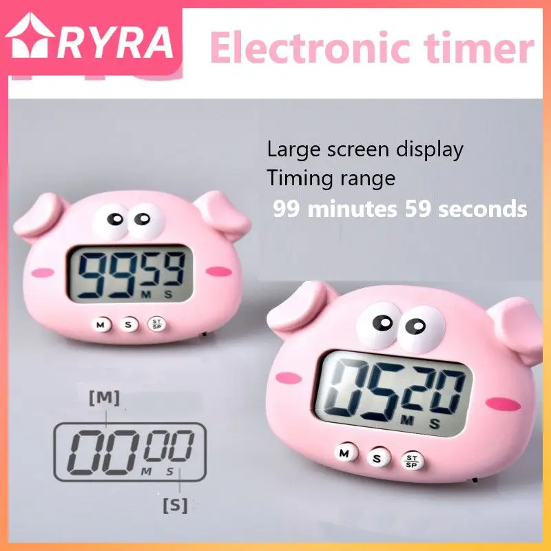 

Cute Cartoon Piggy And Chicken Electronic Timer Kitchen Baking Alarm Clock Student Learning Reminder Without Battery