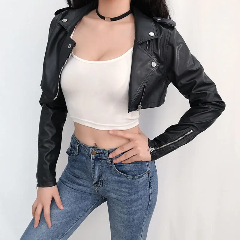 LY VAREY LIN New Spring Autumn Short Faux Leather Jacket Women Punk Style Turn-down Collar Zipper Pu Coat Slim Fashion Outwear
LY VAREY LIN New Spring Autumn Short Faux Leather Jacket Women Punk Style Turn-down Collar Zipper Pu Coat Slim Fashion Outwear