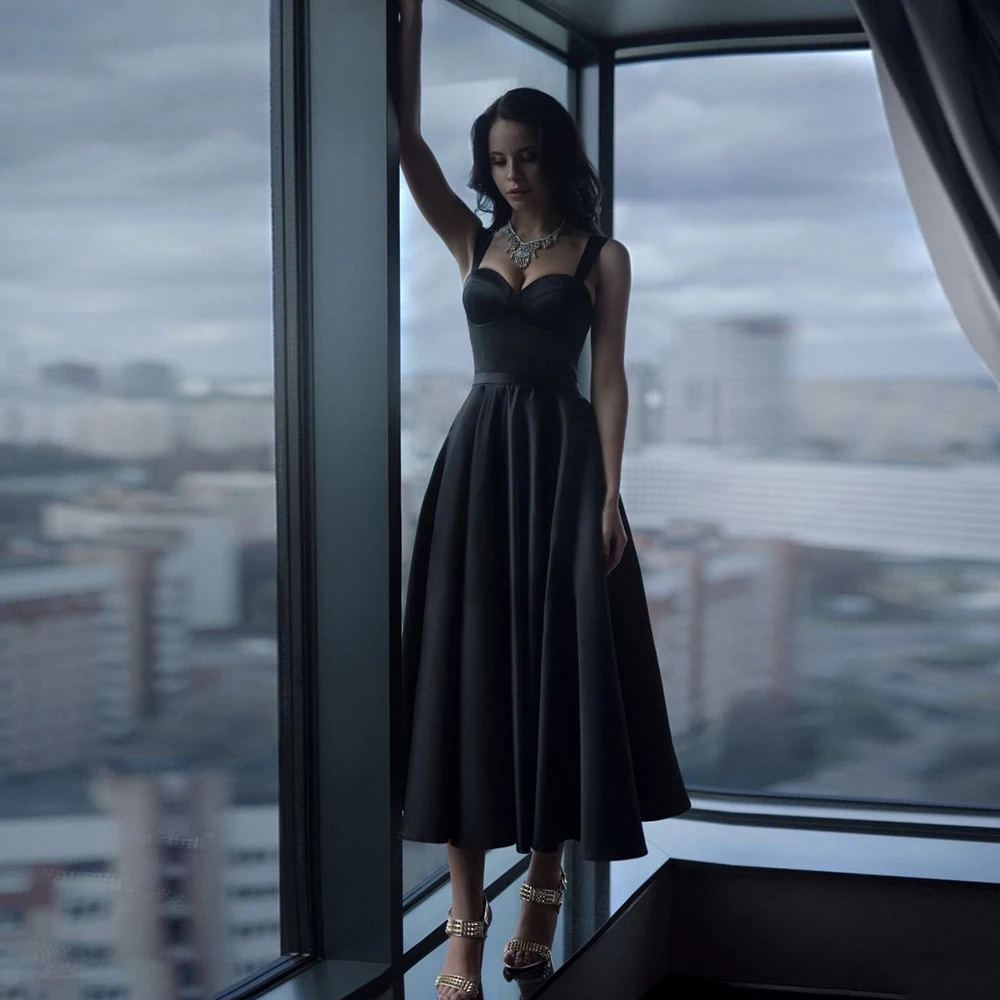Black Satin Evening Dress Short Tea Length Party Gown For Girl Elegant Sleeves Sweetheart Custom Свадебное платье 2022 Mono
Black Satin Evening Dress Short Tea Length Party Gown For Girl Elegant Sleeves Sweetheart Custom Свадебное платье 2022 Mono