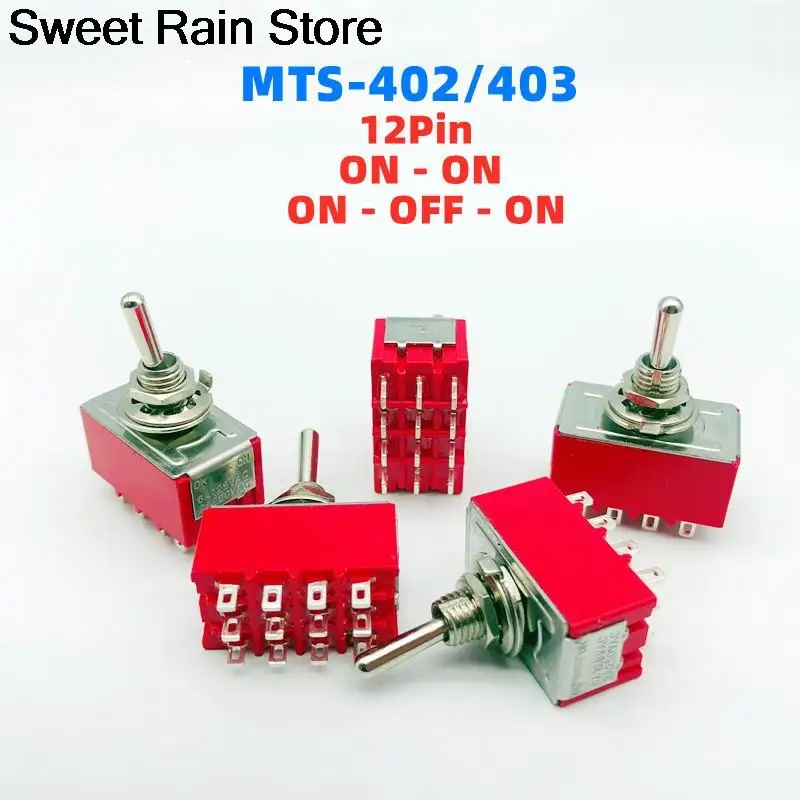 

10 PCS,12Pin,Toggle Switches,Red,2/3 Position,ON-ON DPDT Mini Toggle Switches,6A/125V-2A/250V AC,MTS-402,Push Button Switch