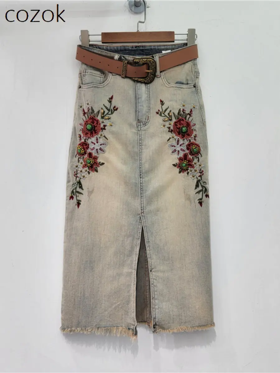 European Station Denim Skirt 2023 Spring Summer New Machine Embroidery Retro Mid-Length Skirt Streetwear Fashion Women's Skirt
European Station Denim Skirt 2023 Spring Summer New Machine Embroidery Retro Mid-Length Skirt Streetwear Fashion Women's Skirt