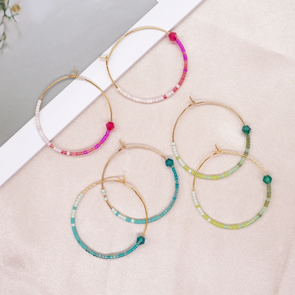 Go2Boho Stainless Steel Round Ear Ring Simple Beads Hoop Earrings Trendy Jewelry Turquoises Miyuki Seed Beaded Earring for Women
Go2Boho Stainless Steel Round Ear Ring Simple Beads Hoop Earrings Trendy Jewelry Turquoises Miyuki Seed Beaded Earring for Women