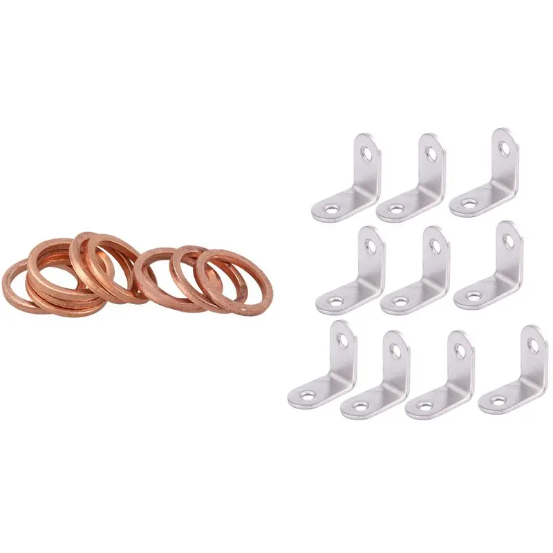 10Pcs Copper Crush Washer Flat Ring Seal Gasket Fitting & 10Pcs Screw 90 Degree Angle Corner Bracket
10Pcs Copper Crush Washer Flat Ring Seal Gasket Fitting & 10Pcs Screw 90 Degree Angle Corner Bracket