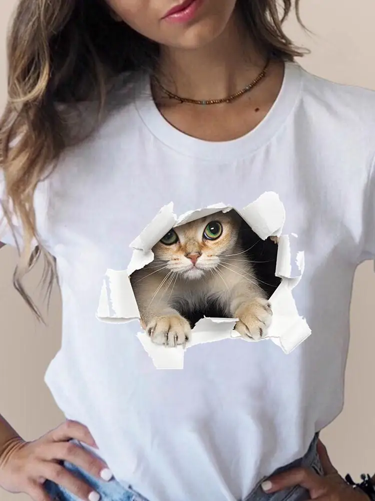 Print T Fashion Women's Clothing Short Sleeve Clothes Cat 3D Lovely Funny Cartoon Summer T-shirts Ladies Female Graphic Tee
Print T Fashion Women's Clothing Short Sleeve Clothes Cat 3D Lovely Funny Cartoon Summer T-shirts Ladies Female Graphic Tee