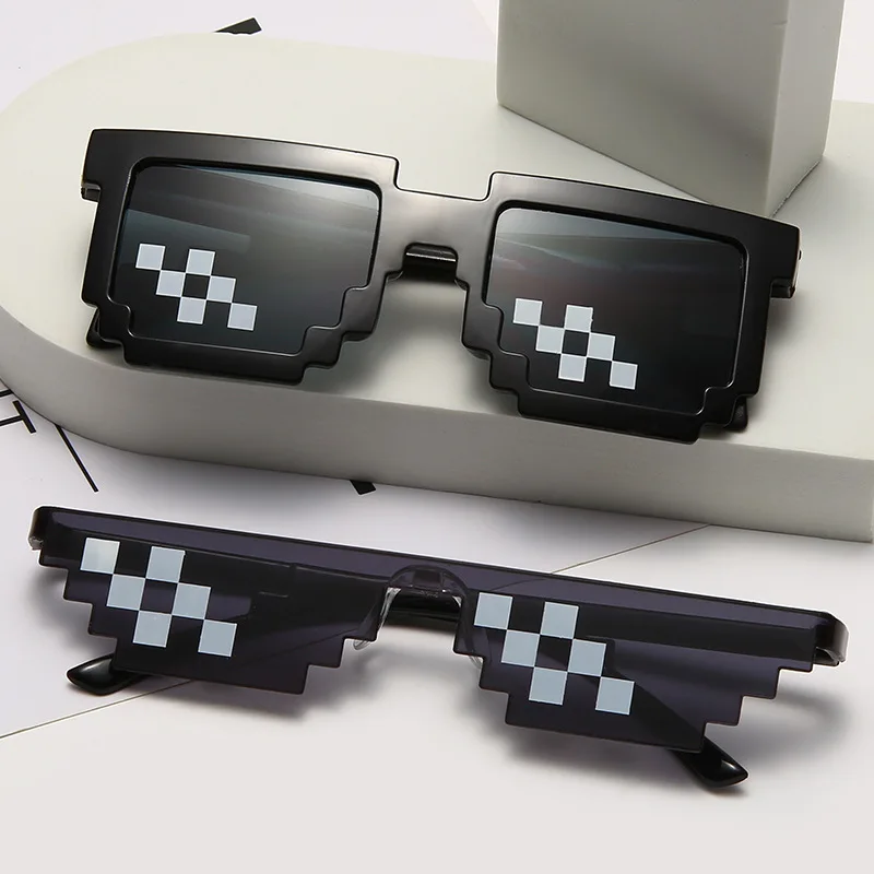 

1PC NEW Mosaic Sunglasses Trick Toy Thug Life Glasses Deal With It Glasses Pixel Black Mosaic Sunglasses Cool Jokes Funny Toys