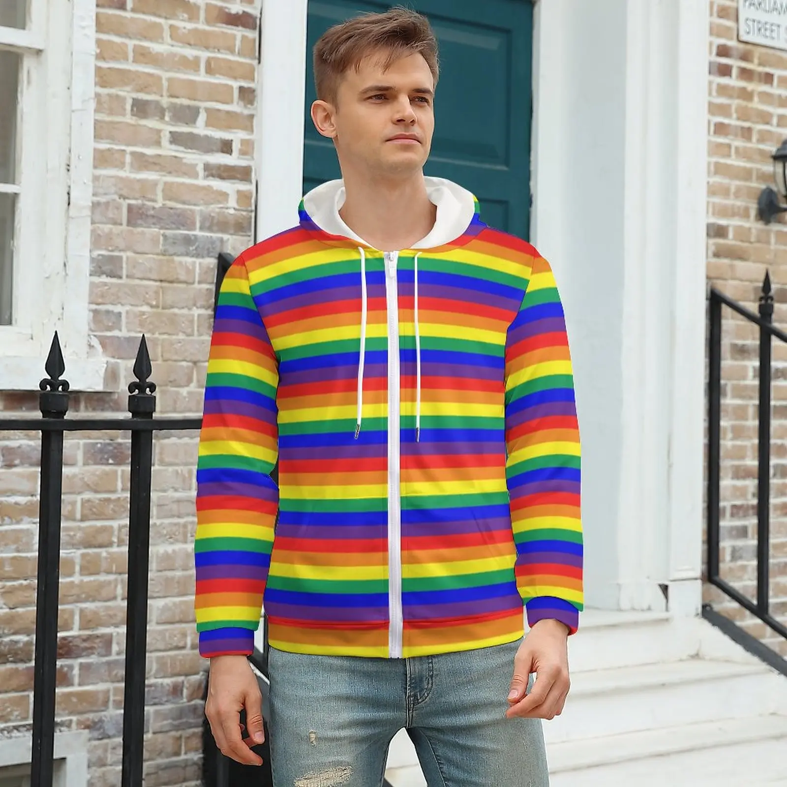 Rainbow Stripes Hoodie Classic Bright Pattern For Man Warm Hoodies Fashion Zip Up Hoodie Plus Size
Rainbow Stripes Hoodie Classic Bright Pattern For Man Warm Hoodies Fashion Zip Up Hoodie Plus Size
