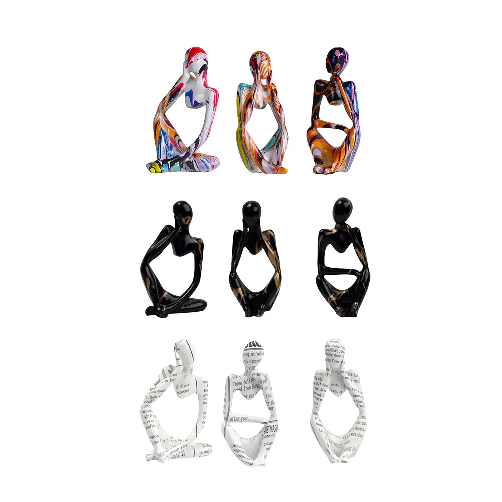 3x Sitting Thinker Statue Minimalist Ornament Sitting Posture Figurine Sculpture for Home Bookcase Living Room Decoration
3x Sitting Thinker Statue Minimalist Ornament Sitting Posture Figurine Sculpture for Home Bookcase Living Room Decoration