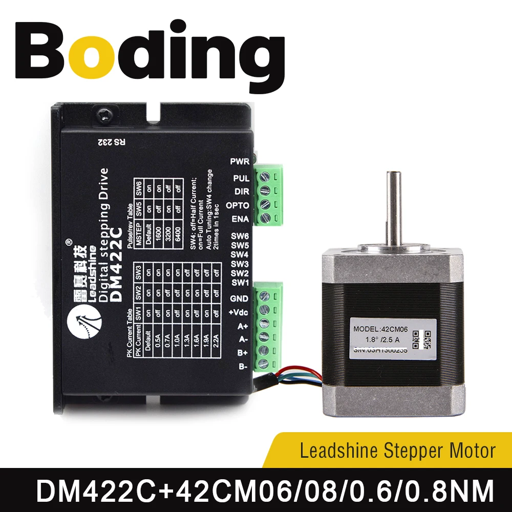 Boding Leadshine Nema17 2 Phase Stepper Motor 42cm06 0.6n.m 42cm08 0.8n.m 4 Wire Shaft Size 5m And Stepper Driver Dm422c 
Boding Leadshine Nema17 2 Phase Stepper Motor 42cm06 0.6n.m 42cm08 0.8n.m 4 Wire Shaft Size 5m And Stepper Driver Dm422c