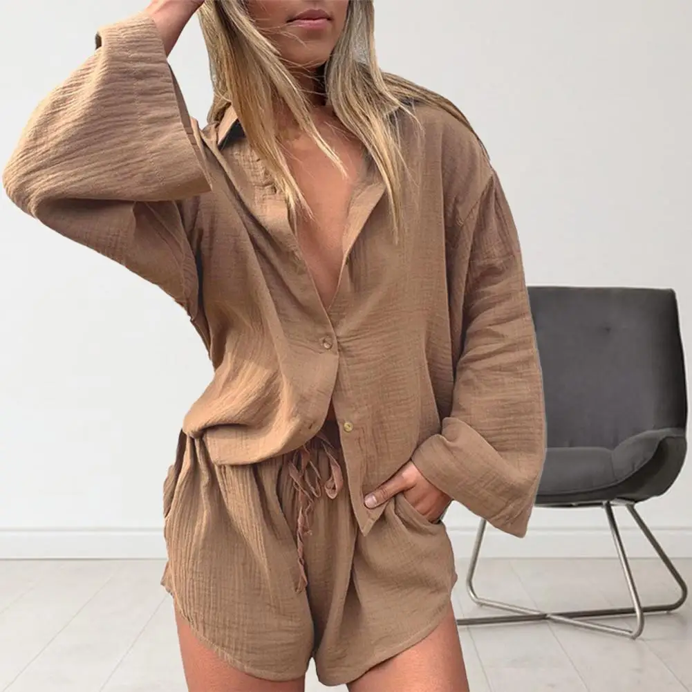 2 Pcs/Set Pretty High Waist Short Sleeve Summer Blouse Pants Set Fall Shirt Shorts Suit Single-breasted Cardigan
2 Pcs/Set Pretty High Waist Short Sleeve Summer Blouse Pants Set Fall Shirt Shorts Suit Single-breasted Cardigan