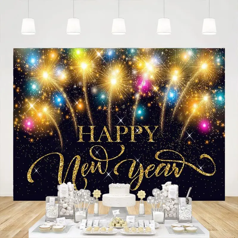 Happy New Year Backdrop Party Decoration Supplies Banner Colorful Fireworks Background for Photography Photo Booth Props
Happy New Year Backdrop Party Decoration Supplies Banner Colorful Fireworks Background for Photography Photo Booth Props