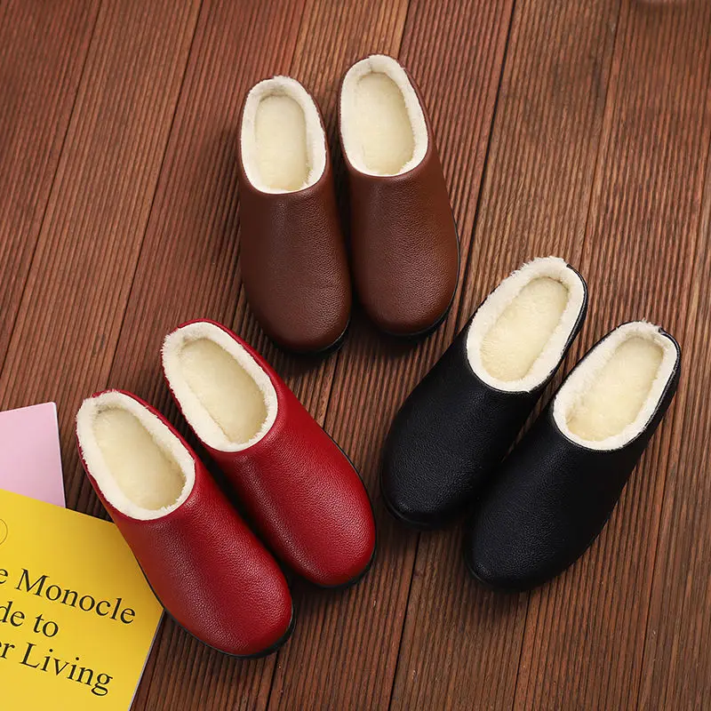 Womens Shoes Winter Cotton Slippers PU Leather Fluffy Warm Waterproof Non-slip Comfortable Soft Sole Home Slip on Shoes Girls
Womens Shoes Winter Cotton Slippers PU Leather Fluffy Warm Waterproof Non-slip Comfortable Soft Sole Home Slip on Shoes Girls