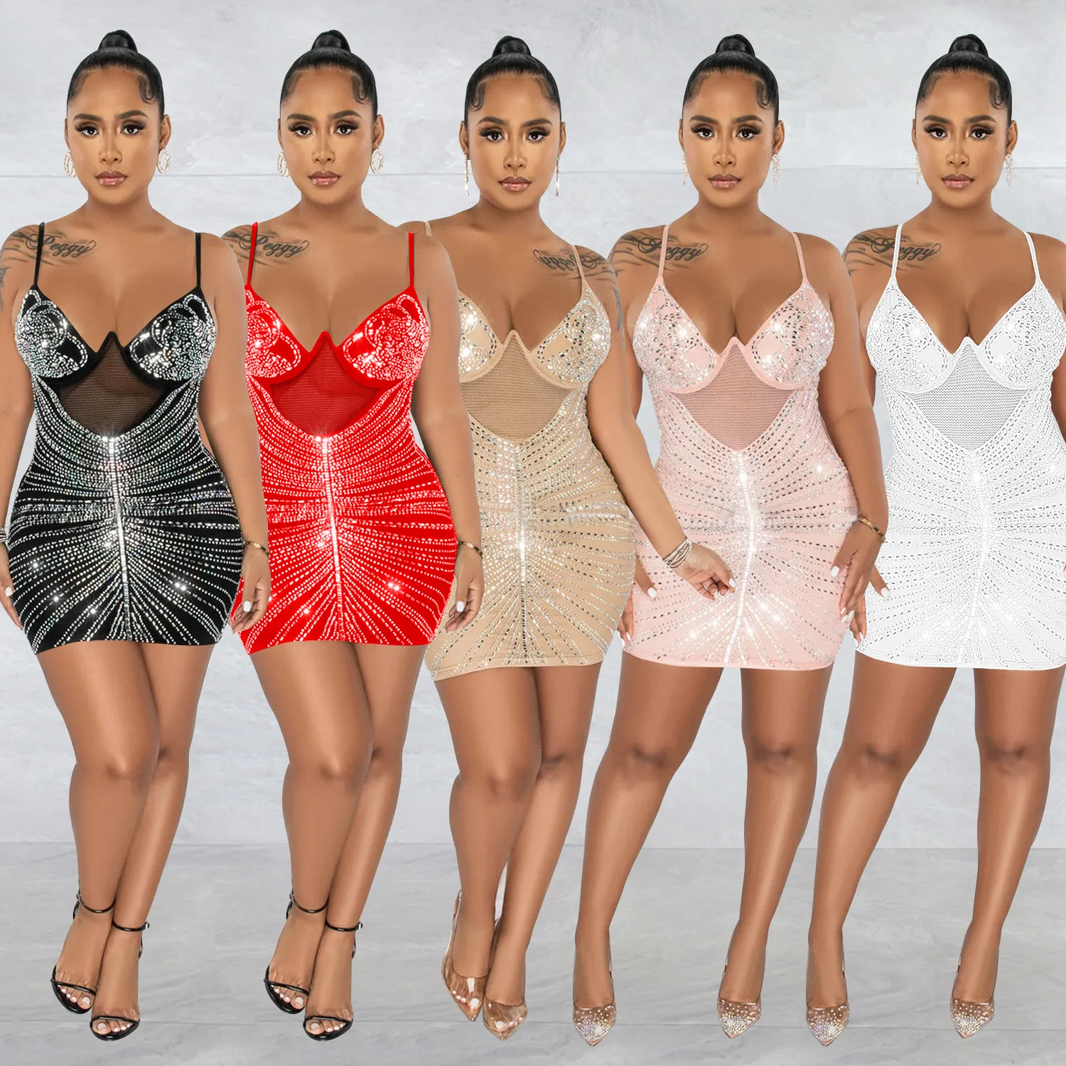 Woman Sleeveless Vest dress Solid Color full rhinestone Mesh Patchwork Backless Bodycon Mini dress S-2XL
Woman Sleeveless Vest dress Solid Color full rhinestone Mesh Patchwork Backless Bodycon Mini dress S-2XL