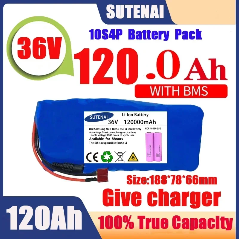 Original 36V battery 10S4P120Ah battery pack 500W high power battery 42V 120000mAh Ebike electric bike BMS+42V2A Charger
Original 36V battery 10S4P120Ah battery pack 500W high power battery 42V 120000mAh Ebike electric bike BMS+42V2A Charger