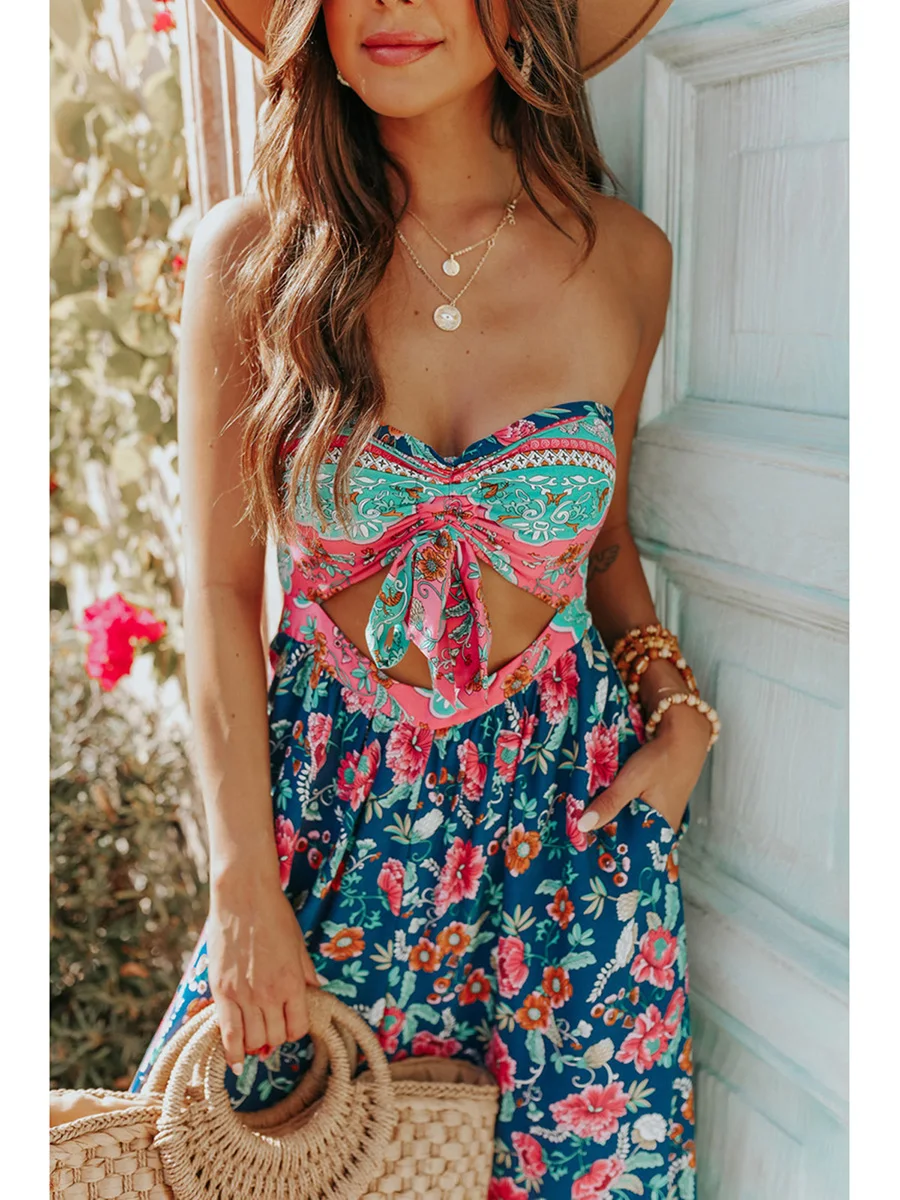 2022 Summer Women's Fashion Jumpsuits, Strapless Cut-out Open Back Bohemian Style Floral Printed Wide Leg Long Playsuit
2022 Summer Women's Fashion Jumpsuits, Strapless Cut-out Open Back Bohemian Style Floral Printed Wide Leg Long Playsuit