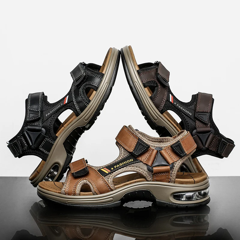 Genuine Leather Men's Sandals Brand Summer Men Slippers Large Size Men Beach Sandal Soft Comfortable Outdoors Wading Shoes 38-46
Genuine Leather Men's Sandals Brand Summer Men Slippers Large Size Men Beach Sandal Soft Comfortable Outdoors Wading Shoes 38-46