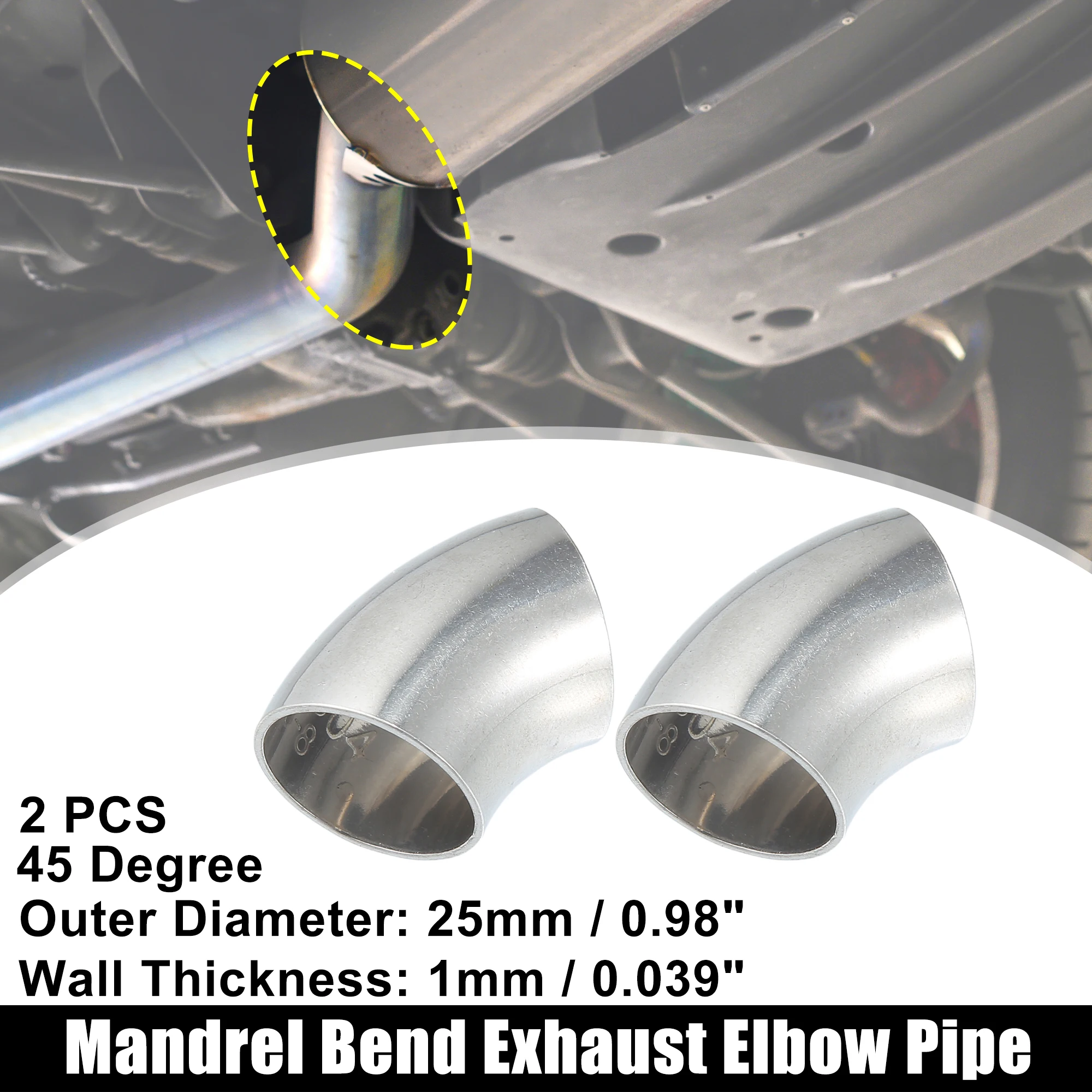 Uxcell 45 Degree Mandrel Bend Exhaust Elbow Pipe SS304 Stainless Steel Bend Tube Exhaust Piping for Car 2pcs
Uxcell 45 Degree Mandrel Bend Exhaust Elbow Pipe SS304 Stainless Steel Bend Tube Exhaust Piping for Car 2pcs