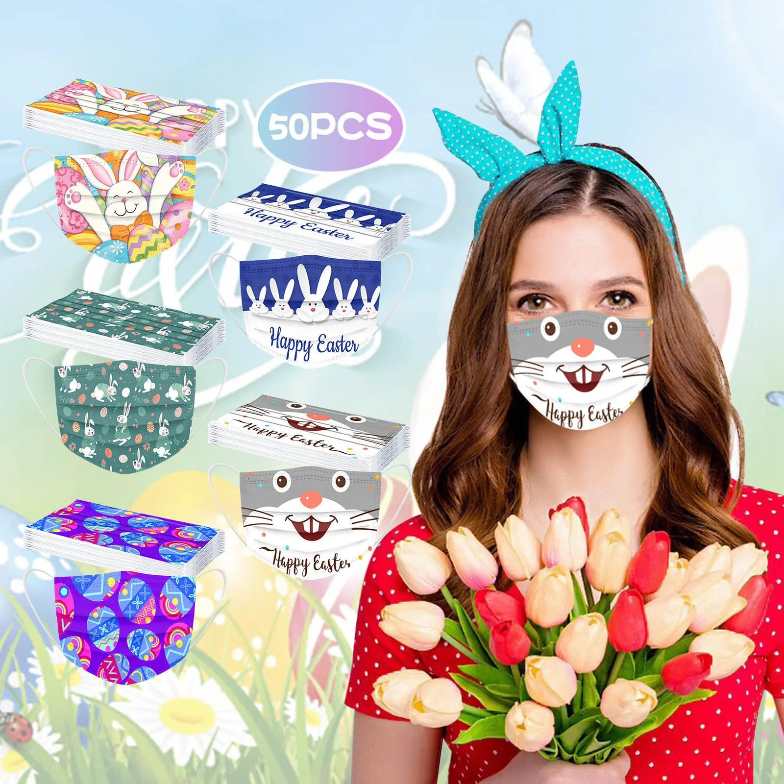 50PCS Happy Easter Disposable Masks Adult Bunny Eggs Prints Face Mask Protect 3 Layer Disposable Masks Kawaii Easter Party Decor
50PCS Happy Easter Disposable Masks Adult Bunny Eggs Prints Face Mask Protect 3 Layer Disposable Masks Kawaii Easter Party Decor