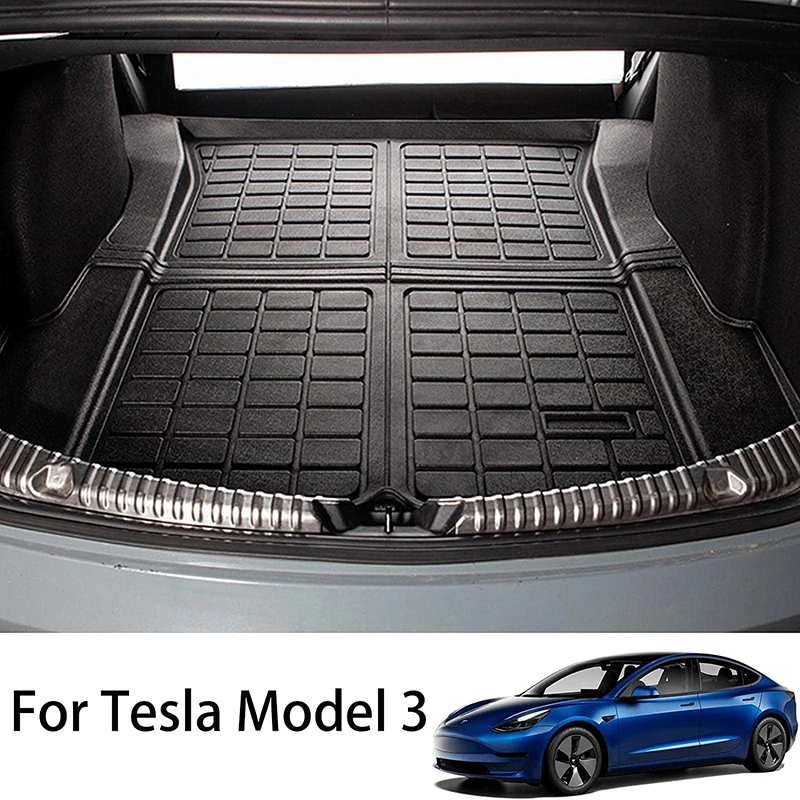 

Новый автомобильный коврик из ТПЭ для заднего багажника Tesla Model 3, водонепроницаемые защитные накладки, подкладка для груза, поднос для багажника, напольный коврик, аксессуары 2017-2021