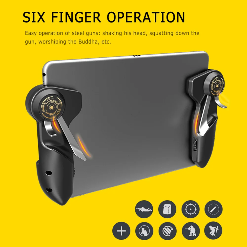 Mobile PUBG Game Controller For Ipad Tablet Six Finger Game Joystick Handle Soft Silicone Aim Button L1R1 Shooter Gamepad Trigge
Mobile PUBG Game Controller For Ipad Tablet Six Finger Game Joystick Handle Soft Silicone Aim Button L1R1 Shooter Gamepad Trigge