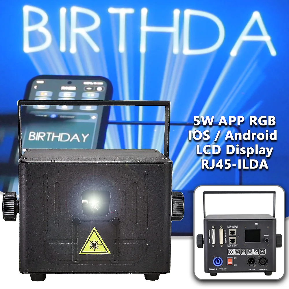 YUER 5W Полноцветный лазерный свет Ios Android APP Control Сканер RGB Проектор DMX для DJ Дискотека Свадебная вечеринка Представление Сцена
YUER 5W Полноцветный лазерный свет Ios Android APP Control Сканер RGB Проектор DMX для DJ Дискотека Свадебная вечеринка Представление Сцена