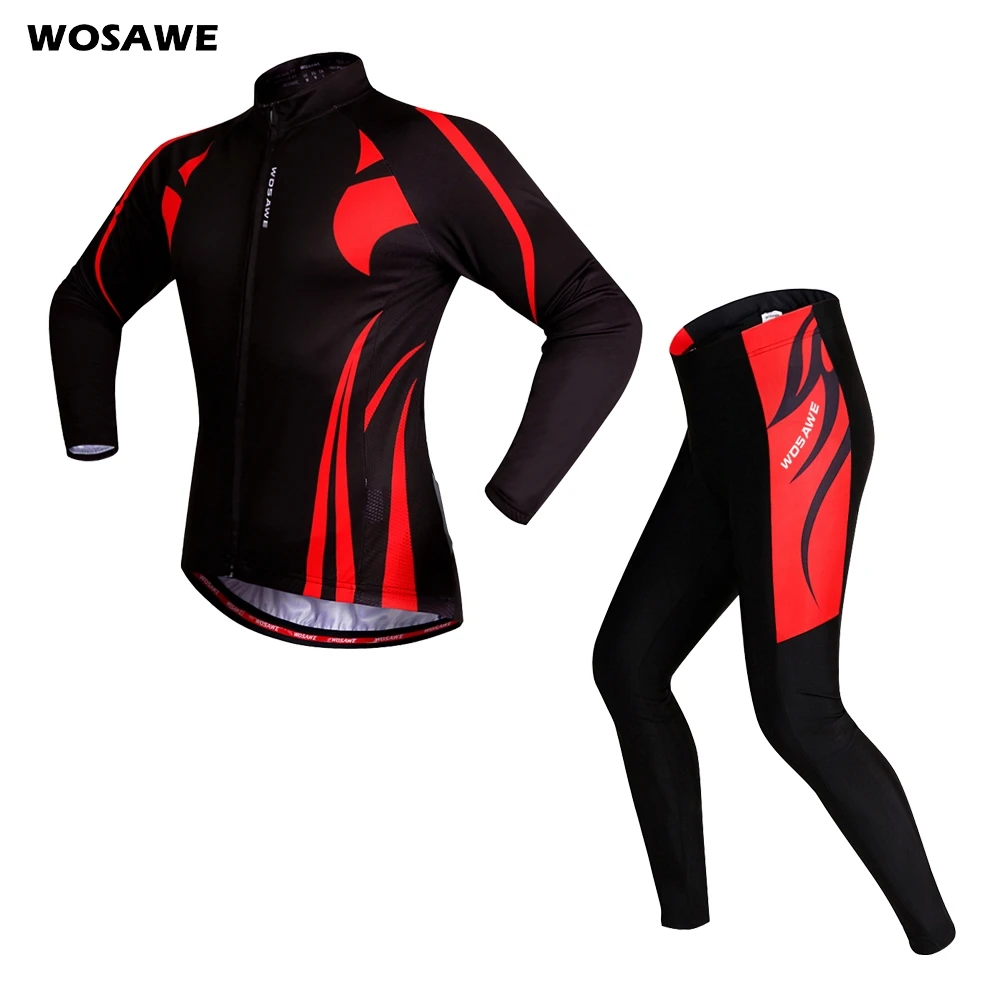 

WOSAWE Women's Cycling Jersey Long sleeve set MTB Bike Clothing Maillot Ropa Ciclismo Hombre Bicycle Wear 4D GEL Padded Pants